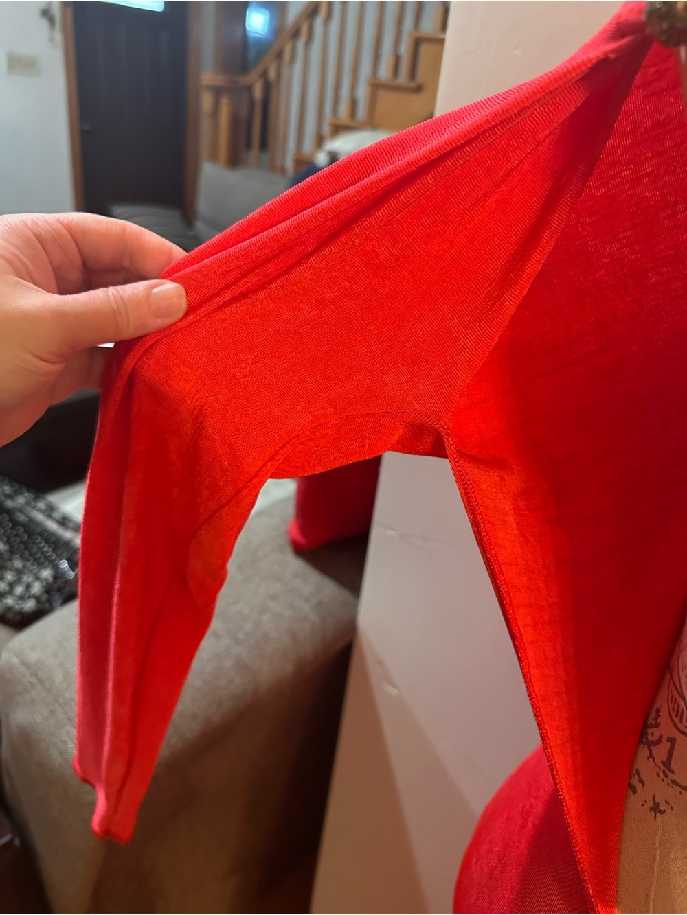 Red Backless Long-Sleeved Custom Made Dress/Gown - Picture 7 of 7